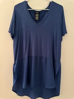 Premise Two-Tone V-Neck Blue Top